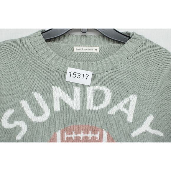 Moon & Madison Sunday Funday Sweater Women's Medium Green Football Fan Sweater - Picture 8 of 8